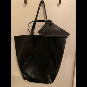 Black Leather Banana Republic Tote Bag